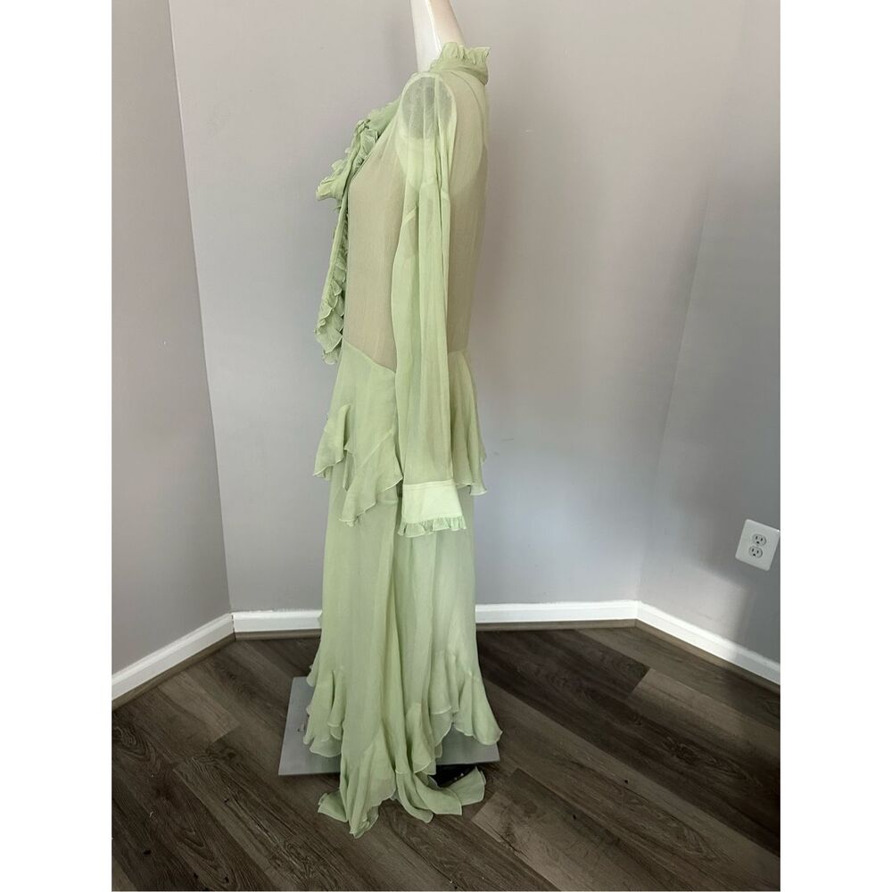 NWT Stella McCartney Tie-neck Ruffled Silk-Crepon Long Sleeve Gown US 2 $3300 - Picture 6 of 10